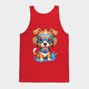 Cute Dog Splashing in Water Tank Top